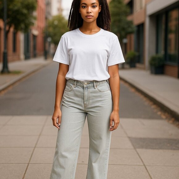 Oat New York Pants - Oat New York Womens Jeans Green Size 4/27 Wide Leg Mid Rise Crop Cotton Blend